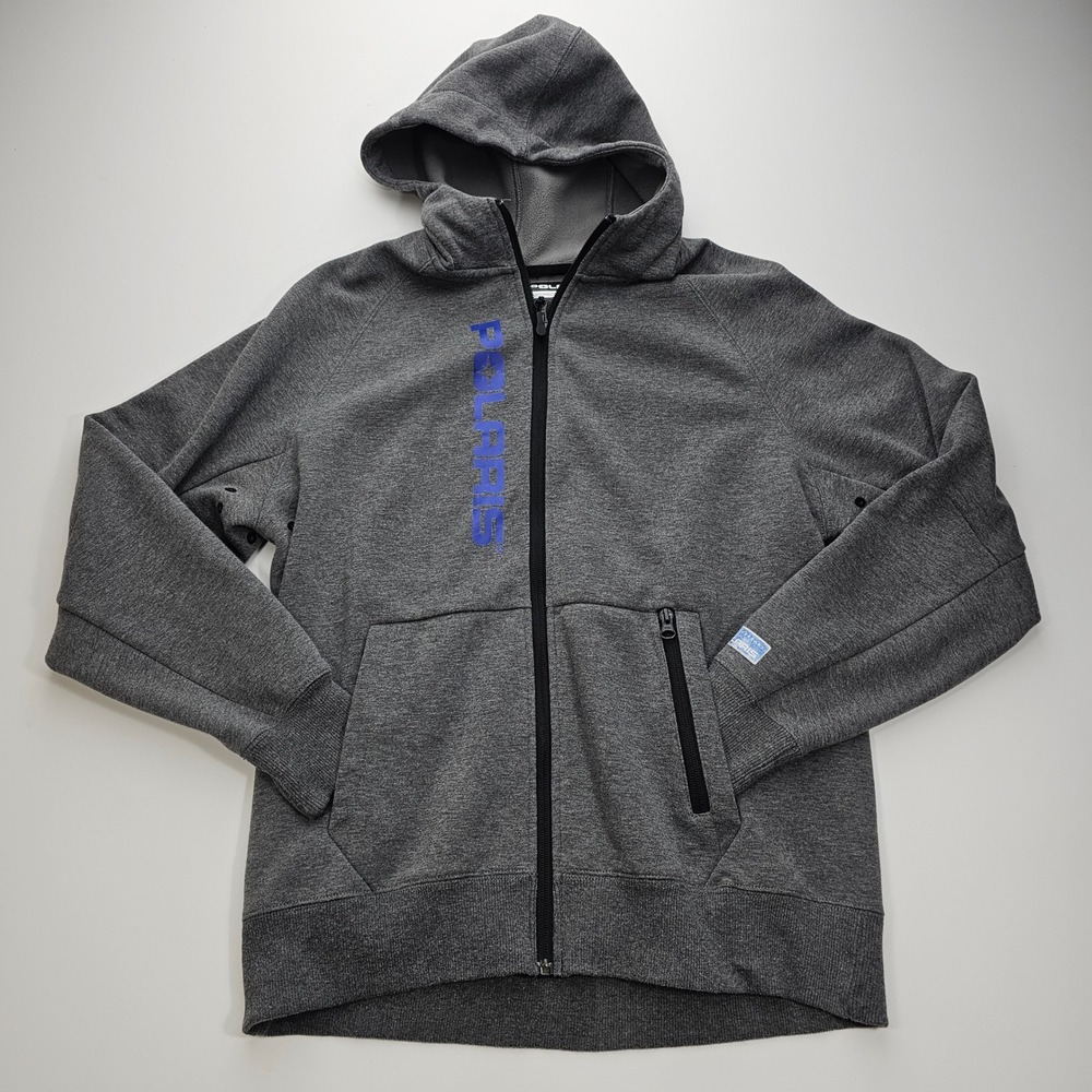 Polaris Mens 60th Anniversary Full Zip Hoodie Gray Fleece Sweatshirt Small